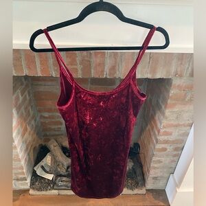 Messy Buns Lazy Day Crushed Velvet Burgundy Mini Dress Skinny Strap Smal…